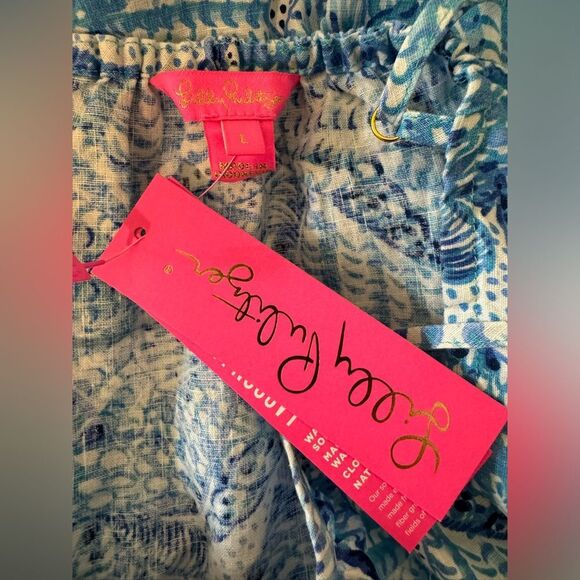 NWT Lilly Pulitzer Jaydan Linen Mini Dress in Amalfi Blue by the Seashore - Picture 9 of 11